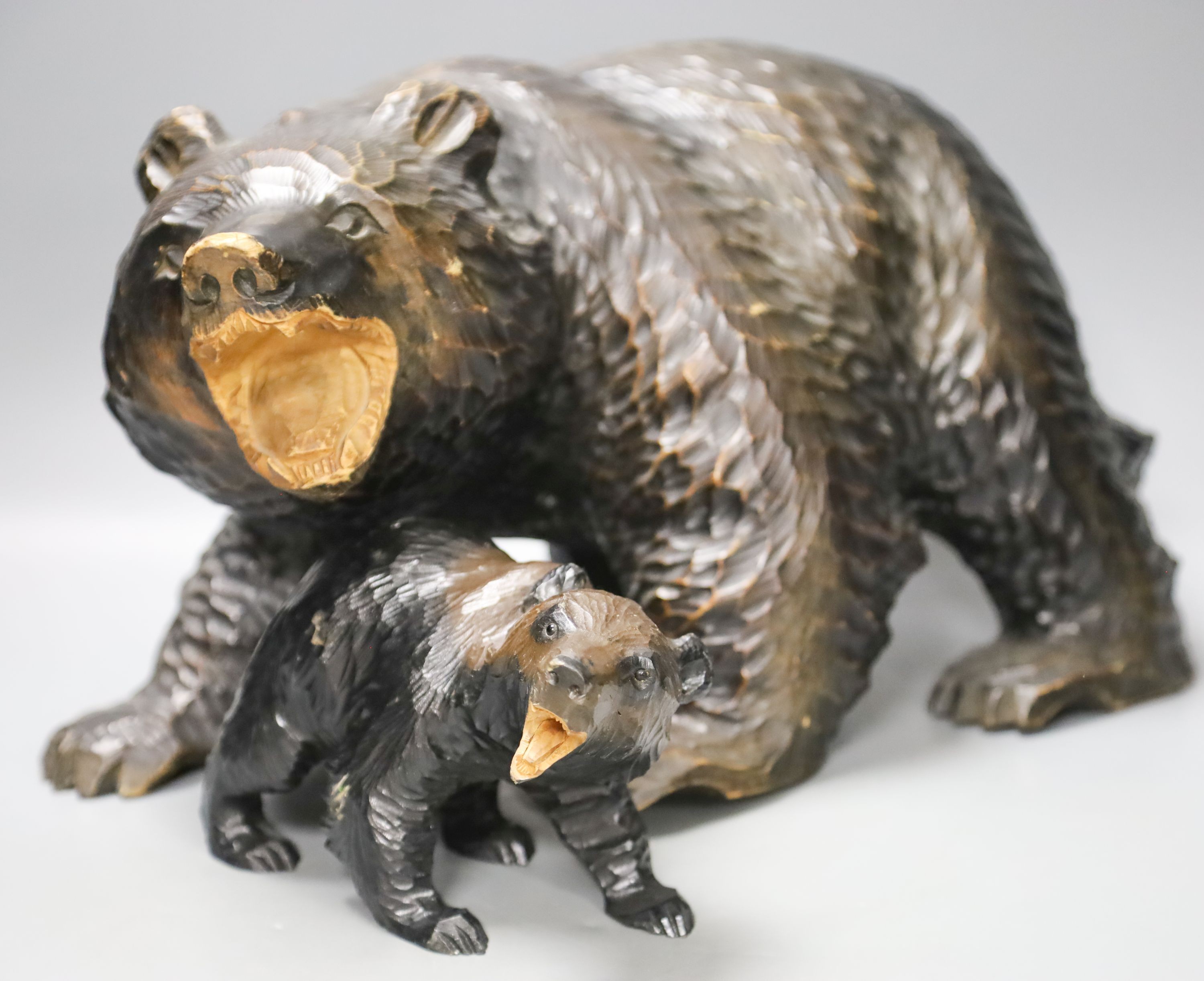 Two Black forest style carved wood bears 40cm